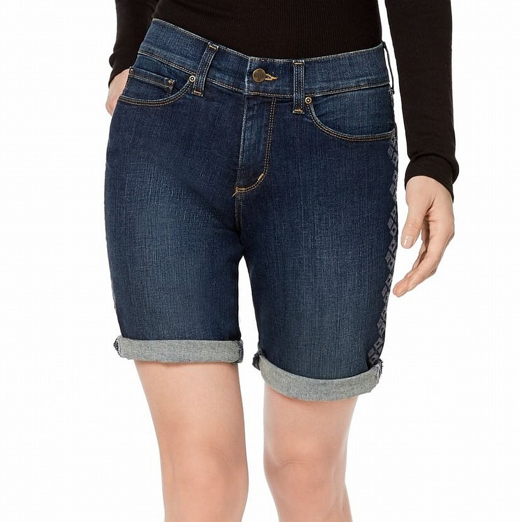 NYDJ Womens Shorts Embroidered Mid Rise Stretch Denim 18 Walmart