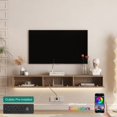 thumbnail image 3 of Floating TV Stand with 16-Color LED Lights & Power Outlet, Wall Mounted High Gloss TV Shelf, 68.8” Large Storage TV Cabinet for Living Room, 3 of 8