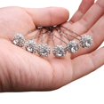 thumbnail image 1 of Ammei Horquillas para el pelo para novia, juego de 6 horquillas estilo con diamantes de imitación brillantes para fiestas de boda (plata), 1 of 5