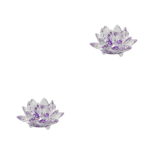 Inteprter Cristal Flor de loto Pisapapeles Cristales Flores Colección decorativa Adornos Recuerdos de boda Fiesta Púrpura Púrpura 2Conjunto