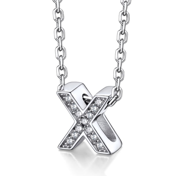Collar Inicial Silvora Plata Esterlina Circonita Cúbica Letra X