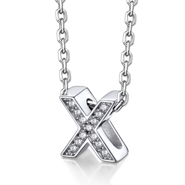 Collar Inicial Silvora Plata Esterlina Circonita Cúbica Letra X