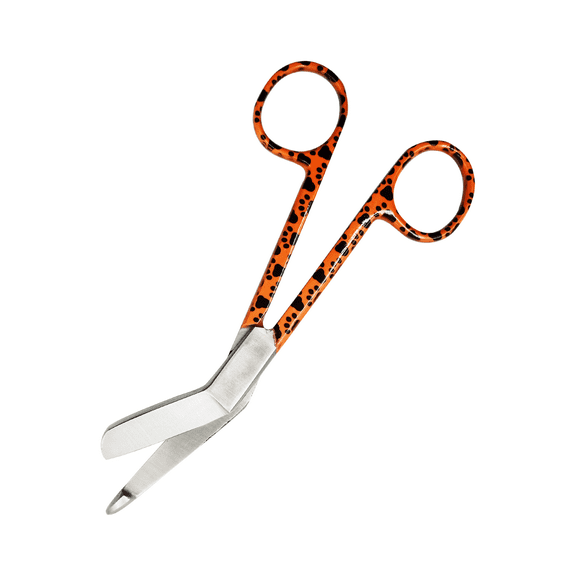 Artzone Lister Bandage Scissors - 5.5-Inch Cynamed Stainless Steel Shears - Orange Paws 1