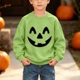 thumbnail image 6 of fnnxnal Girls Hall-oween Sweatshirt, Mint Green Pumpkin Face Crewneck Pullover for Kids 2-13 Years,Size 2-3 T, 6 of 8