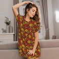 thumbnail image 3 of Balery Fall Leaves Camisón de manga corta con cuello redondo para mujer, cómodo y elegante., 3 of 6