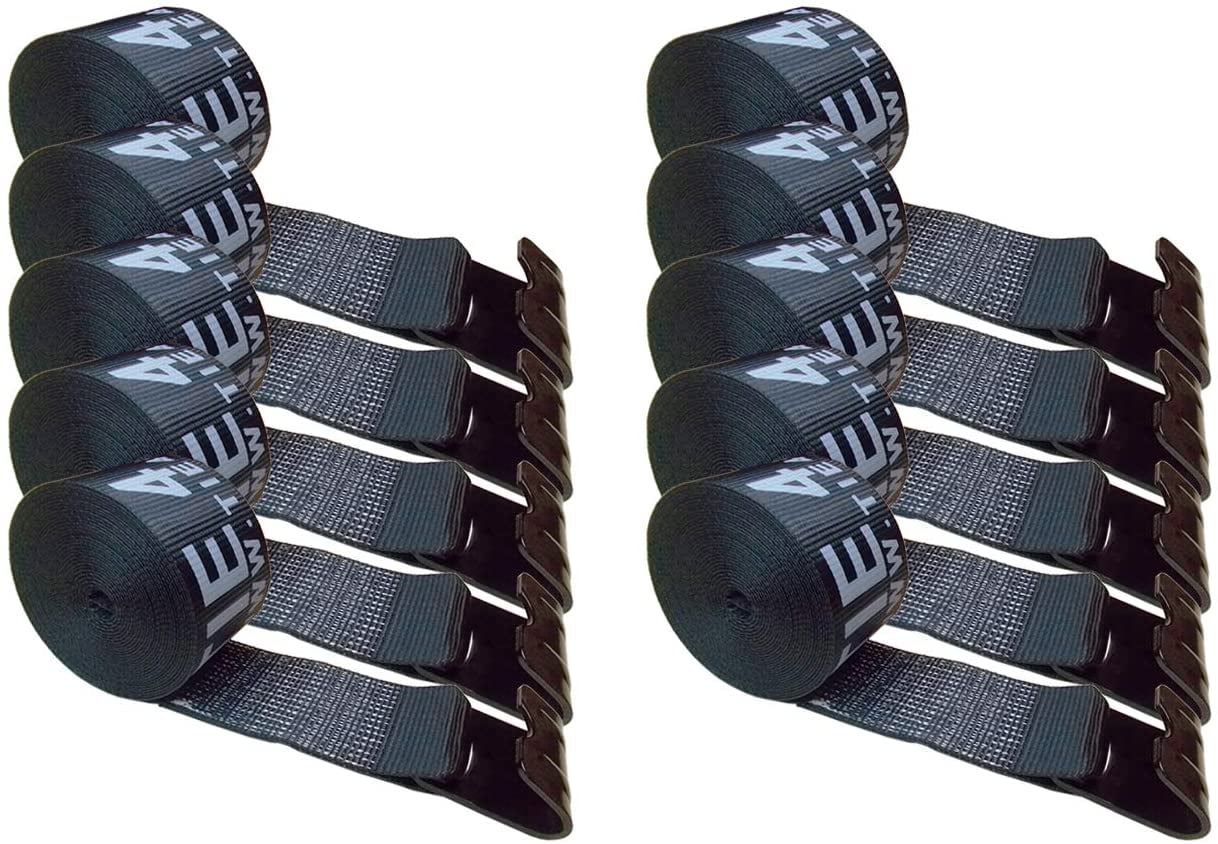 10 Pack 4" x 30' Winch Straps W/ Flat Hooks Flatbed Truck Trailer Tie
