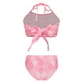 thumbnail image 2 of TiaoBug Girls 2 Pcs Mermaid Bikini Sets Shiny Halter Ruffles Crop Top with Triangle Brief Bathing Suit Tankini Light Pink 140, 2 of 5