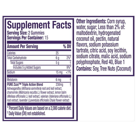 Vicks ZzzQuil Pure Zzzs Triple Action Sleep Aid Melatonin Gummies, Melatonin 6mg, 30 Count
