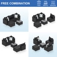 thumbnail image 2 of Phonjoroo 5PCS Patio Furniture Sets All Weather Outdoor Sectional Sofa Manual Weaving Wicker Rattan Outdoor Conversation Set with With Cushion And Glass Table, Black, 2 of 7