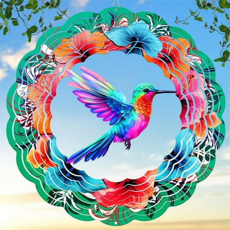 Hummingbird Wind Spinner, Hanging Wind Sculptures, Wind Spinners for Yard and Garden Decor, Home Balcony Decorations Hanging Art Ornaments for Outdoor & Indoor(12inch)