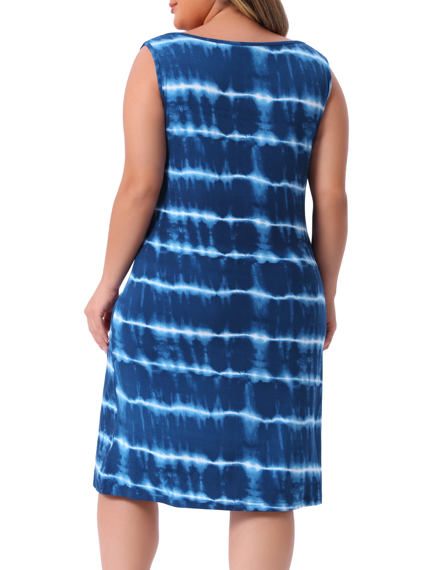 DARING DIVA Women's Plus Size Tie Dye Sleeveless Sundress Tank Dress 2X Blue