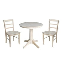 30" Round Pedestal Dining Table with 2 Madrid Chairs - Unfinished - 3 Piece Set