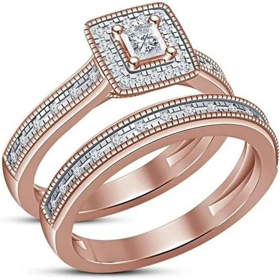 925 Sterling Silver Heart Shape White Diamond 14K Black Gold Over Engagement Wedding Bridal Ring Set Valentine's Gift For Women