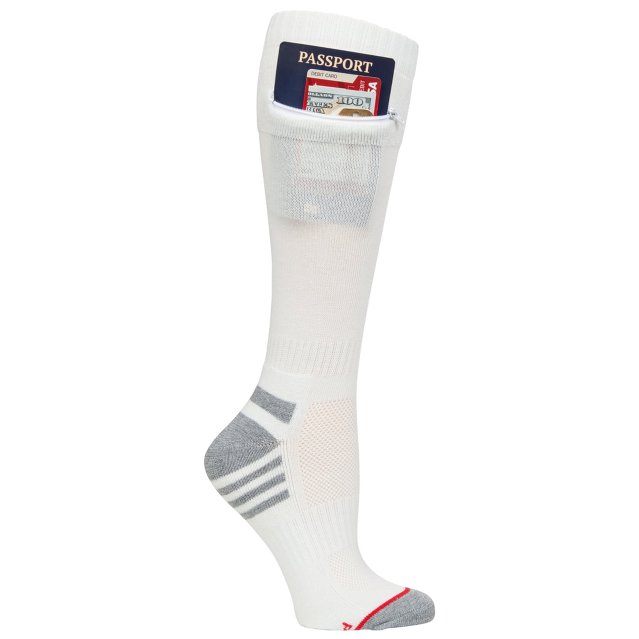 Pocket Socks Women's Travel Security Socks with Zip Pocket for Passport