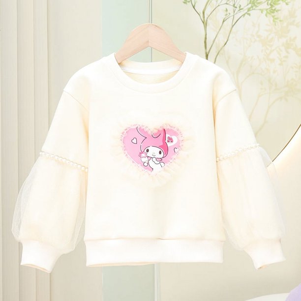 Sudadera de Sanrio para niñas, camisa de fondo, ropa de otoño e invierno para niños, dibujo animado de Hello Kitty, lindo y versátil regalo navideño