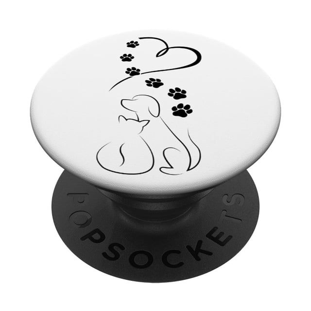 Soporte para teléfono PopSockets PopGrip con patas de perro y gato con corazón