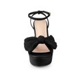 thumbnail image 6 of BLISSFUL STEP Women's Platform Pleated Bow Slingback Block High Heel Sandals Black(Size 7), 6 of 8