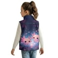 thumbnail image 2 of Uorisanigo Fleece Jacket Vest for Girl & Boys Lightweight Sleeveless Full Zip Warm Cherry Blossom Axolotl Outwear with Pockets Soft Puffy Kids Outdoor Layering Size 2-12, 2 of 7
