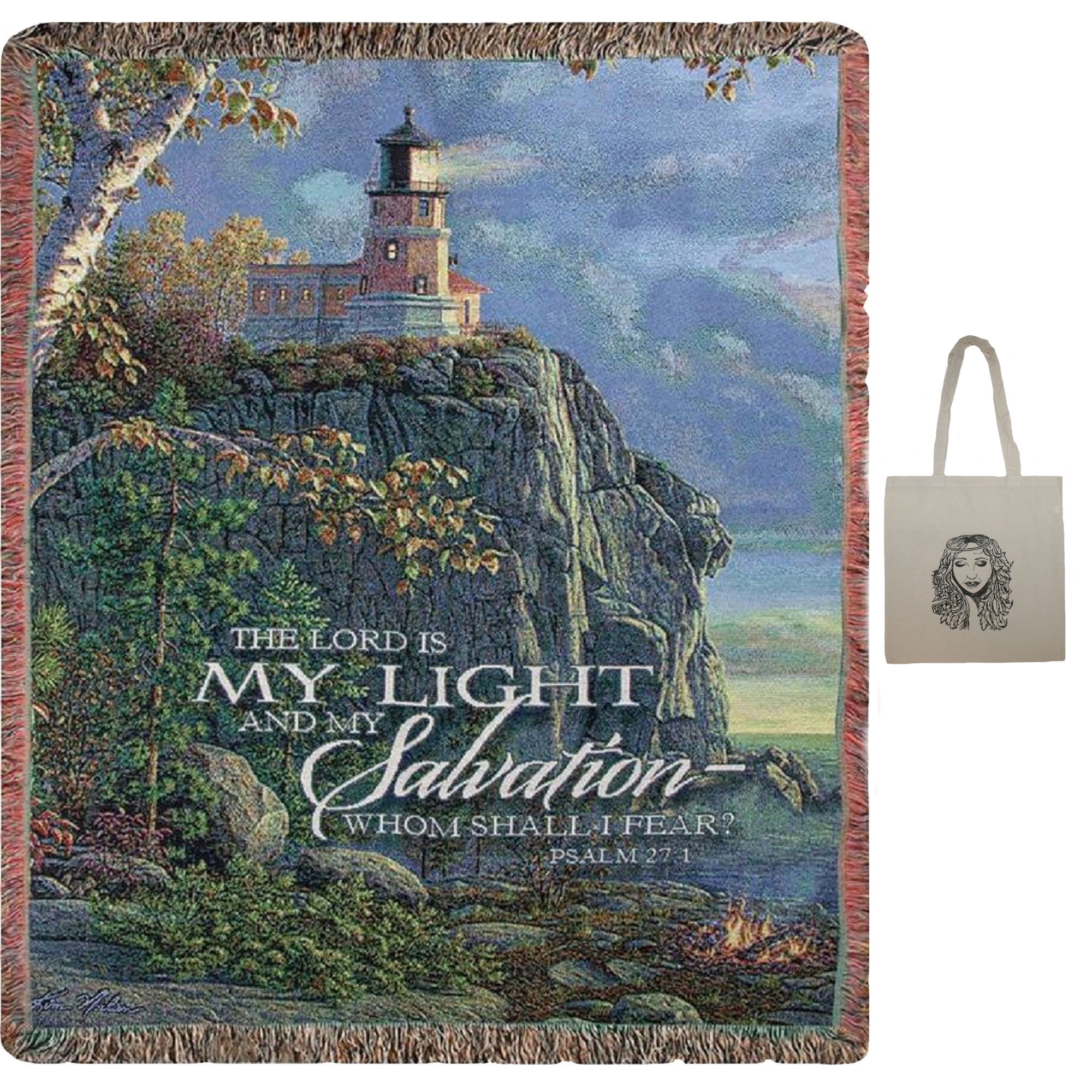 Guiding Light 50" x 60" Inspirational Tapestry Throw Blanket & Angel