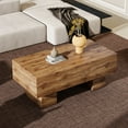 thumbnail image 6 of Modern Simple Coffee Table with Sturdy Legs, Wood Texture Center Table with Thick Tabletop, 43.3"x21.6" Coffee Table for Living Room, Apartment, Wood, 6 of 10