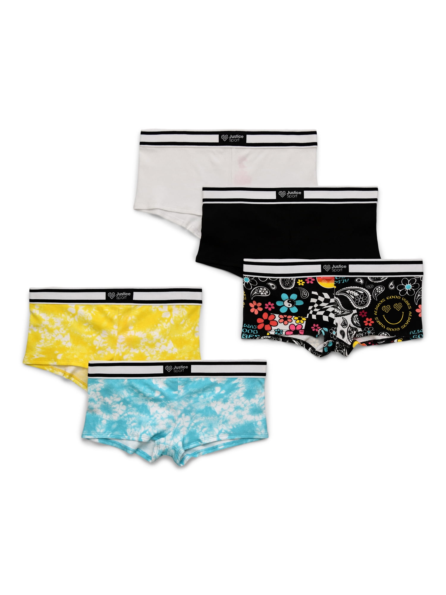 Justice Girls Shorties Underwear, 5-Pack, Sizes 6-16