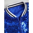 thumbnail image 6 of TSSOE Kids Girls Sparkly Sequin Baseball Jacket Coat Long Sleeve Zip Up Outerwear Dancing Party Royal Blue 10, 6 of 7