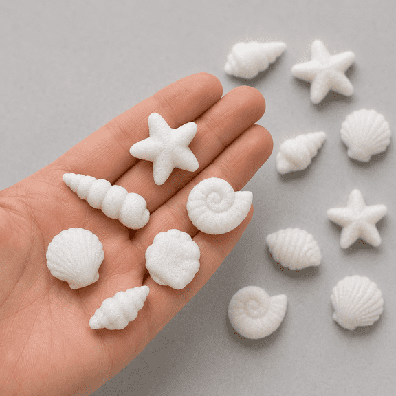 Edible Seashells and Starfish Molded Sugar Cake/Cupcake Decorations - 12 ct