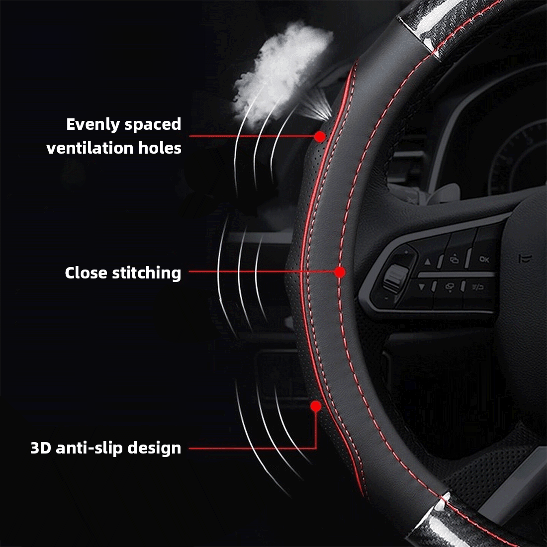 14 inch D Shaped Steering Wheel Cover for Tesla Model 3 / Y Highland/Juniper, for Camaro, for WRX BRZ, for Prius Civic Flat Bottom Small Steering Wheel Protection, Interior Accessories for Cars Truck