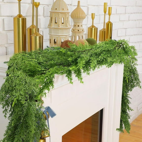 Christmas 6FT Artificial Norfolk Pine Garland Christmas Decorations, 2025 New Green Artificial Greenery Garlands for Decoration Christmas, Christmas Pine Garland for Holiday Indoor Outdoor Decor
