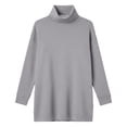 thumbnail image 5 of Vynhevius Women Plus Size Tunic Top Solid Turtleneck Long Sleeve Side Slit Casual Loose Blouse, 5 of 7