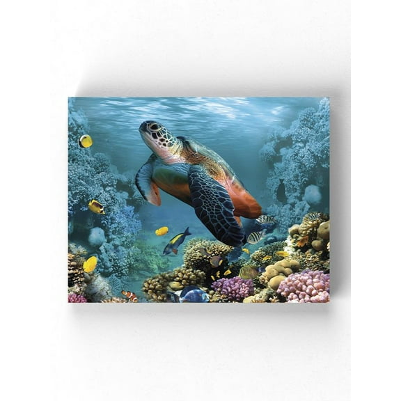 Realistic Sea Turtle 3D Art Wrapped Canvas  -Image by Shutterstock,