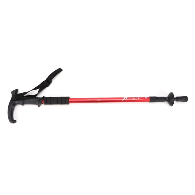 Anti Shock Walking Stick, High Reliability Non-slip Design Comfortable To Use Convenient To Use Trekking Pole Practical To Use For Walking For Hiking T Handle Red