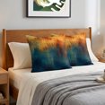 thumbnail image 6 of Blue Teal Orange Pillow Covers 18x18 Set of 2, Retro Abstract Gradient Mottled Art Throw Pillow Covers Decorative Couch Cushion Cover, Microfiber Soft Square Pillowcases for Bedroom Living Room Sofa, 6 of 9