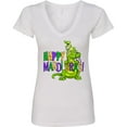 thumbnail image 3 of Inktastic Happy Mardi Gras Big and Little Alligators with Beads Women's V-Neck T-Shirt, 3 of 5