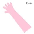 thumbnail image 1 of Guantes desechables de brazo largo, guantes de película plástica para cocinar, limpieza, granja, 50 piezas, color rosa Advancent AF0103-02B, 1 of 6