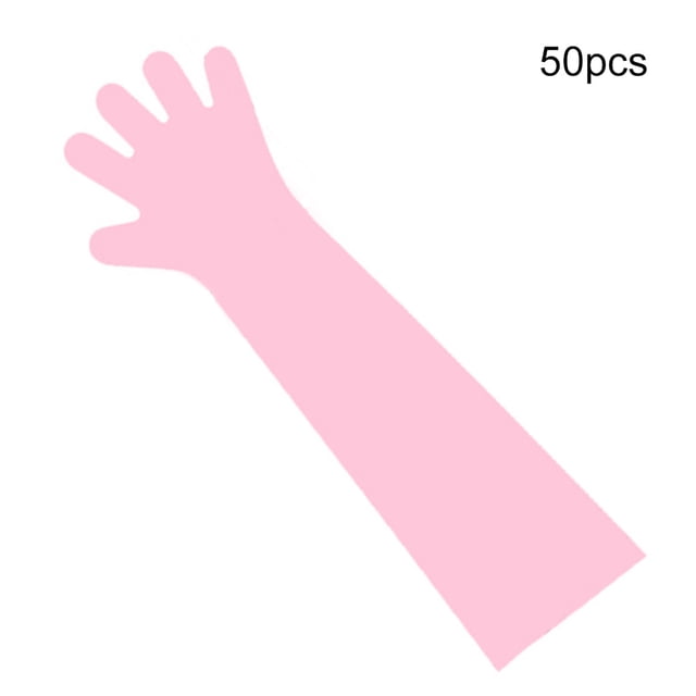Guantes desechables de brazo largo, guantes de película plástica para cocinar, limpieza, granja, 50 piezas, color rosa Advancent AF0103-02B