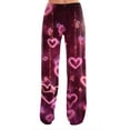 thumbnail image 7 of Hearthz Womens Valentines Pajama Pants Heart Print Heart Pajama Pants Spring Summer Drawstring Wide Leg Lounge Pants for Women, 7 of 7