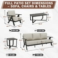 thumbnail image 3 of EAGLE PEAK Urban Slate 7 Piece Modern Outdoor Patio Furniture Set, Couch, Patio Chairs, Coffee Table, and Side Table, Black/Gray, 3 of 9