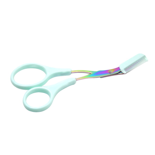 Tondeuse à Sourcils en Acier Inoxydable Ciseaux à Sourcils Lavable Rasoir Portable avec Peigne, Bleu