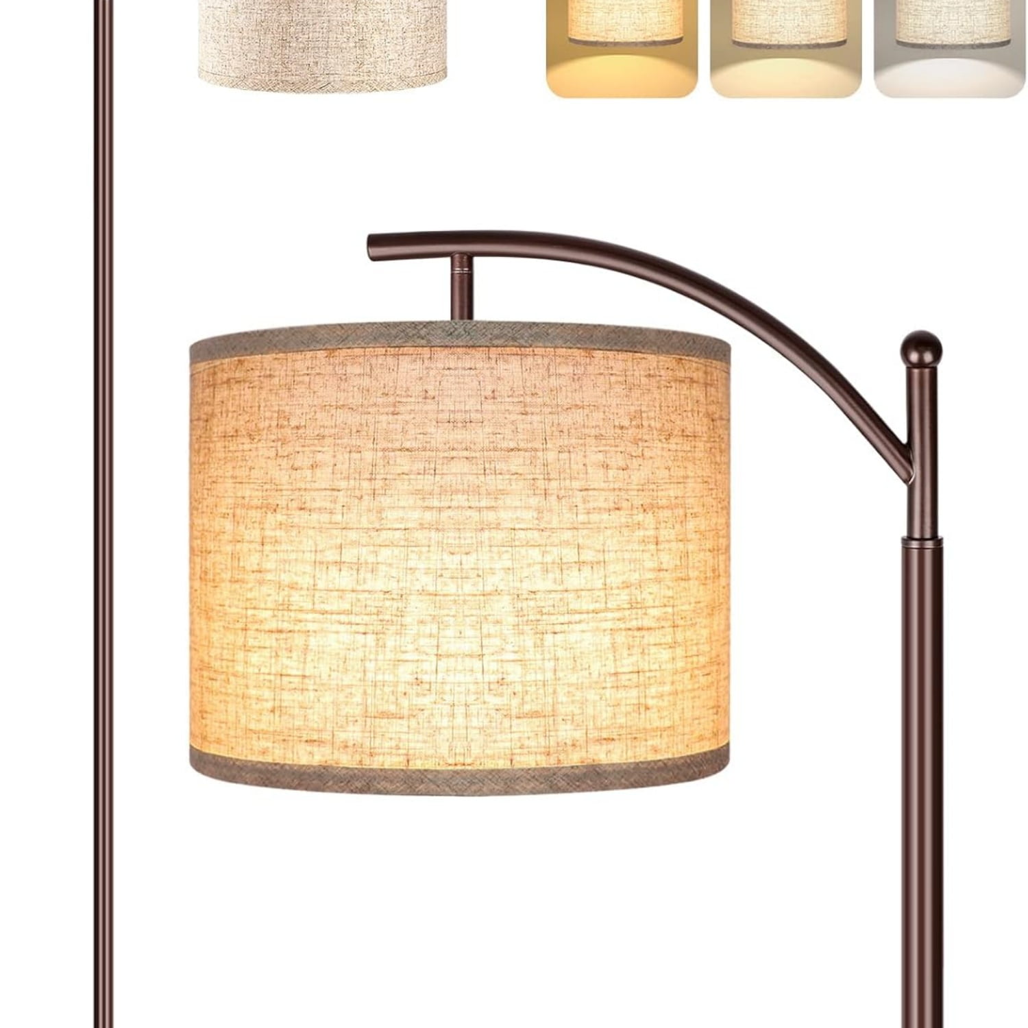 Floor Lamp for Living Room, LED Standing Lamp Tall Floor Lamp Reading for Bedroom, Office (9W LED Bulb, Beige Lampshade Included) -Oil-Rubbed Bronze