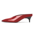 thumbnail image 2 of YDN Women Classic Closed Pointed Toe Slip On Clogs Kitten Low Heels V Cut Mules Comfortable Shopping Dressy Slides Sandals Size 12 Red, 2 of 4
