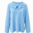 thumbnail image 6 of Women's Bow Neck Sweater Long Sleeve Loose Fit Casual Pullover Top, 6 of 6