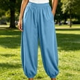 thumbnail image 2 of Hurxie Baggy Wide Leg Pants Womens Barrel Pants Mid Waisted Balloon Pants with Pockets Light Blue,XL, 2 of 6
