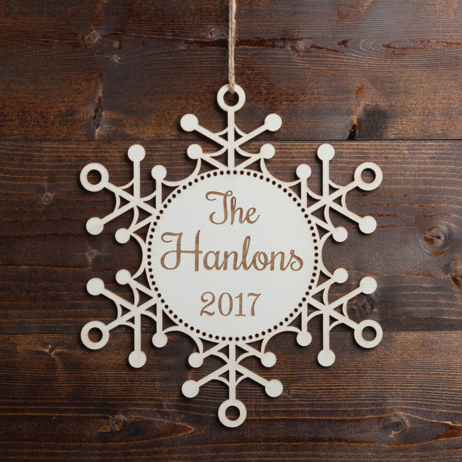 Personalized Oversized Red Wood Ornament