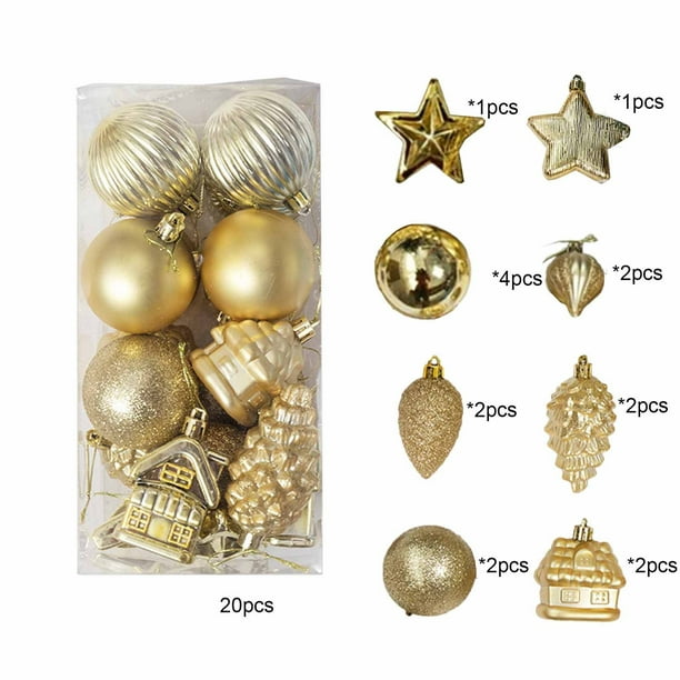 Decoraciones Del Árbol de Navidad Juego de Ornamentos de Bola de Plástico Azul, 6x6x6cm 20Pcs con Cuerdas Colgantes Perlas para la Fiesta de Vacaciones Del Hogar Ornamentos Del Árbol de Navidad