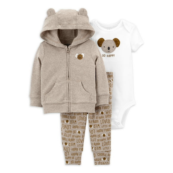 Carter's Child of Mine Baby Boy Outfit Jacket, Short Sleeve Bodysuit & Pants, 3-Piece, Preemie-24 Months
