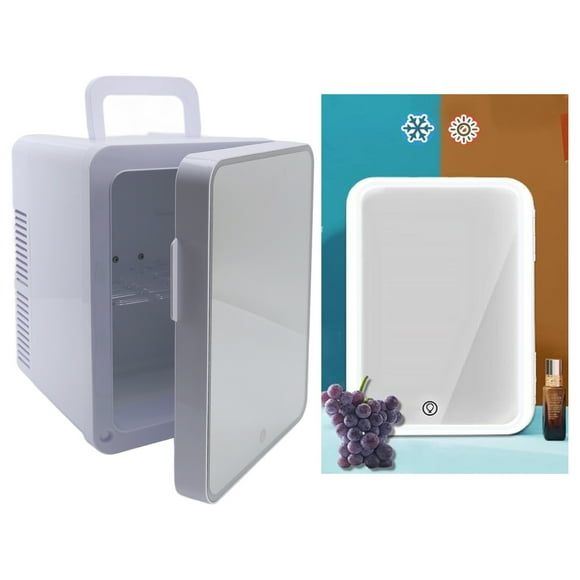 Cooler Warmer Fridge, Multipurpose Compressor Freezer Car Fridge 10L Capacity Dimmable LED Mirror Low Power Portable Electric Refrigerator for Travel and Home Use