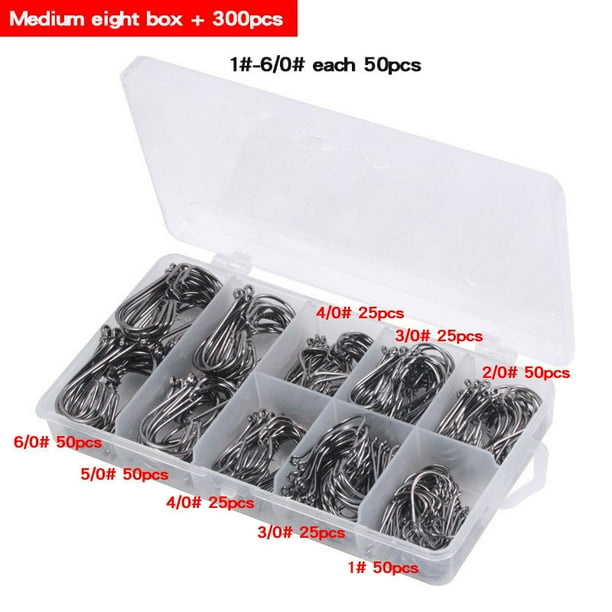 CAROOTU 150 PCS Wacky Worm Hook Bulk with Case Barbed Circle Hook with Hole  High-Carbon Steel Fish Hook for 