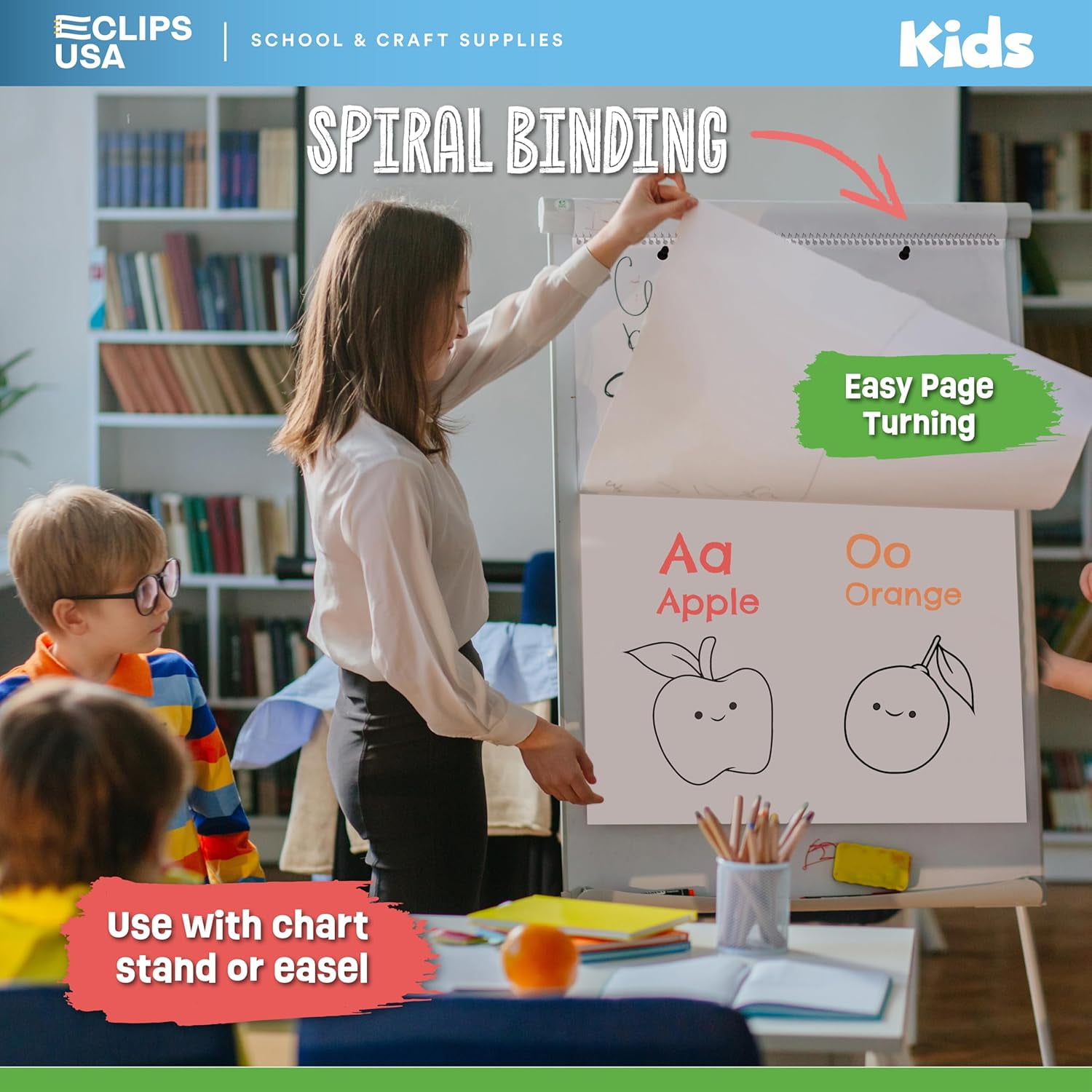 E-CLIPS USA Unuled Anchor Chart Paper 25-Sheet Large Writing Pad, 24” x 32”, Pack of 3