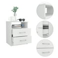 thumbnail image 3 of 2-Drawer 1-Shelf Rectangle Nightstand White Night Stand Bedside Table Bedroom Side Table Furniture, 3 of 8